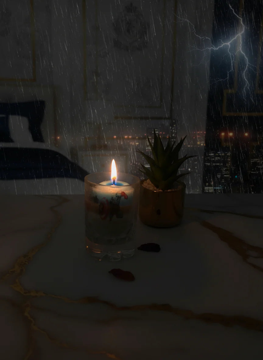 Candle on windowsill 